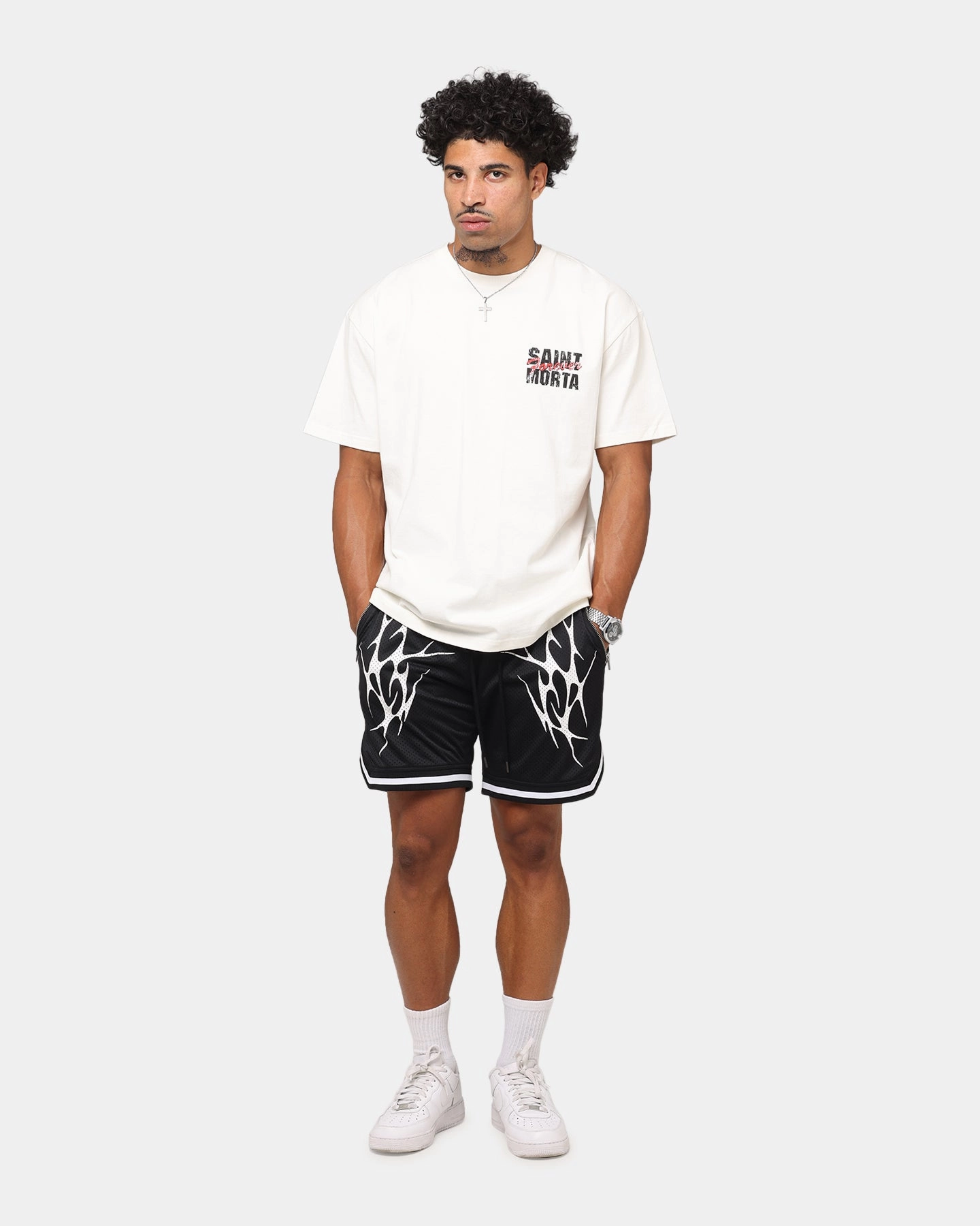Tailored Fit Saint Morta Warrior Basketball Shorts Black
