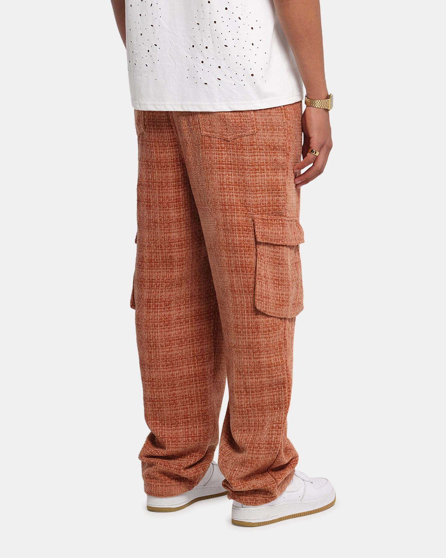 XXIII Boucle Tweed Cargo Pants Rust HighWaistSupport