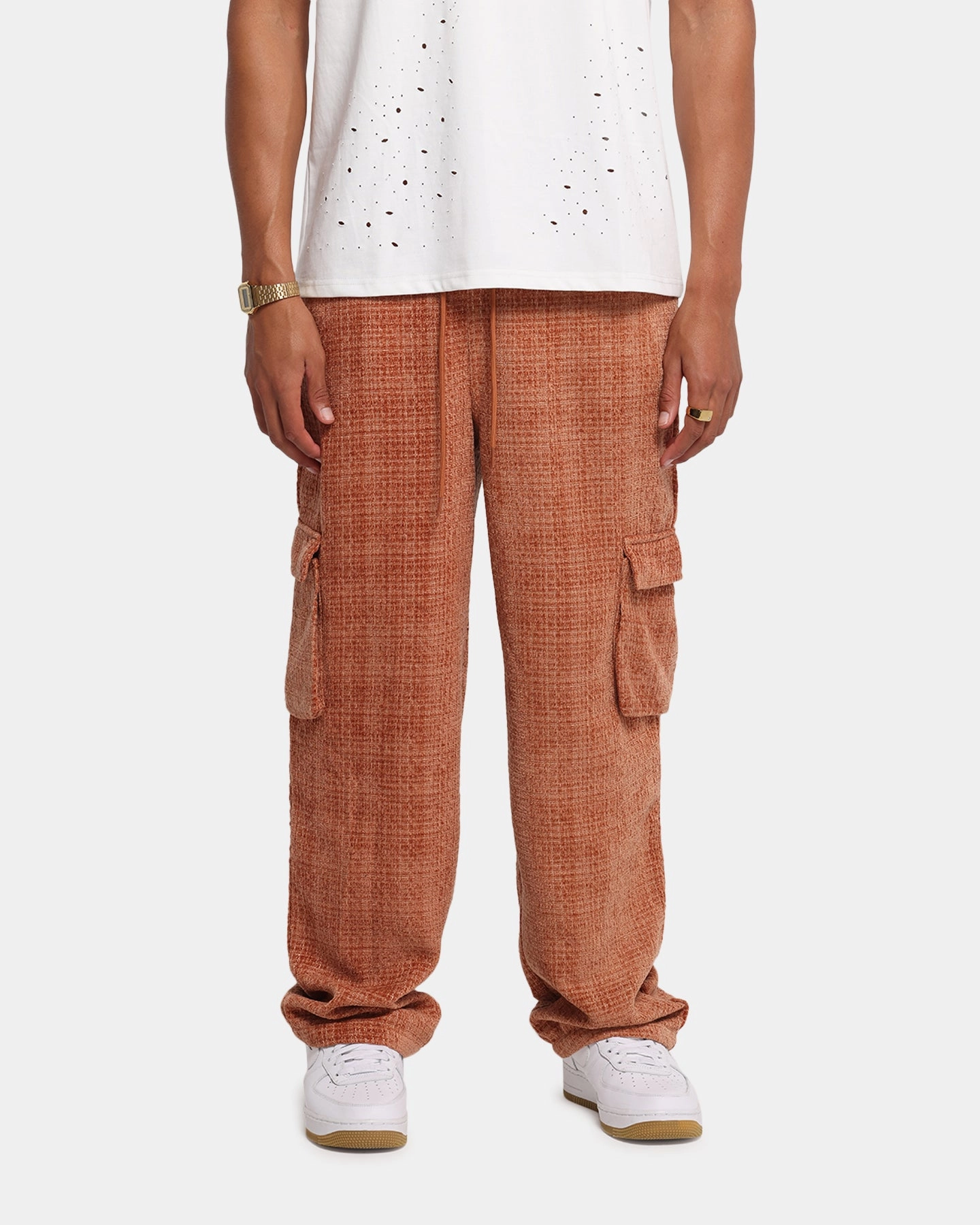 Air Comfort Everyday Essential XXIII Boucle Tweed Cargo Pants Rust