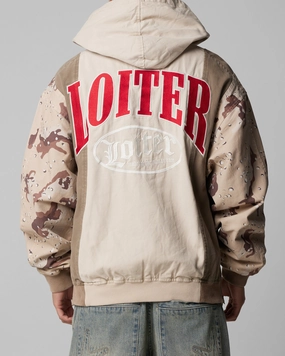 Flex Zone Design Double Layered Collar Loiter Splinter Hoodie Desert Camo