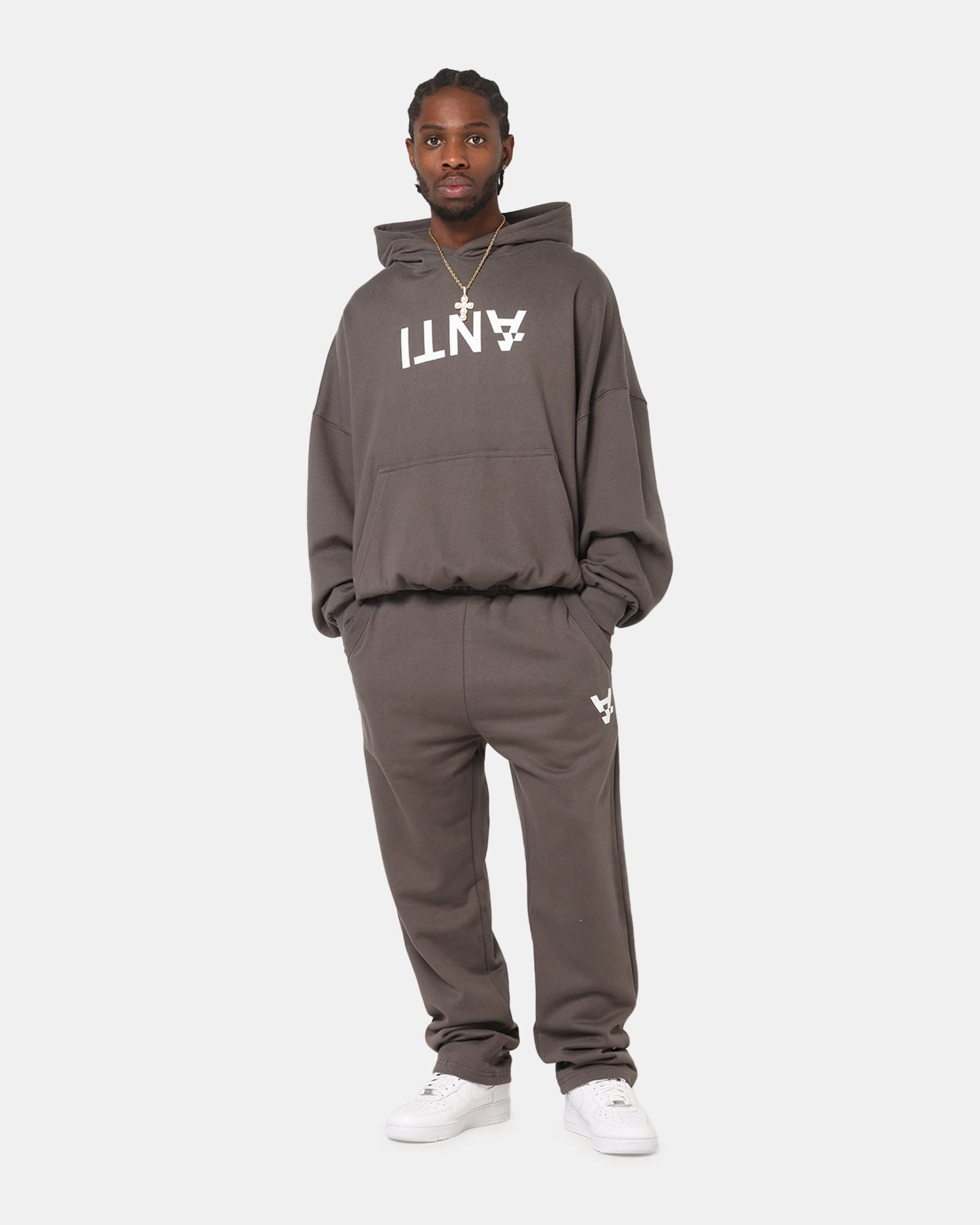 wear - resistance test passed The Anti Order Reverse Logo Hoodie Charcoal Grey