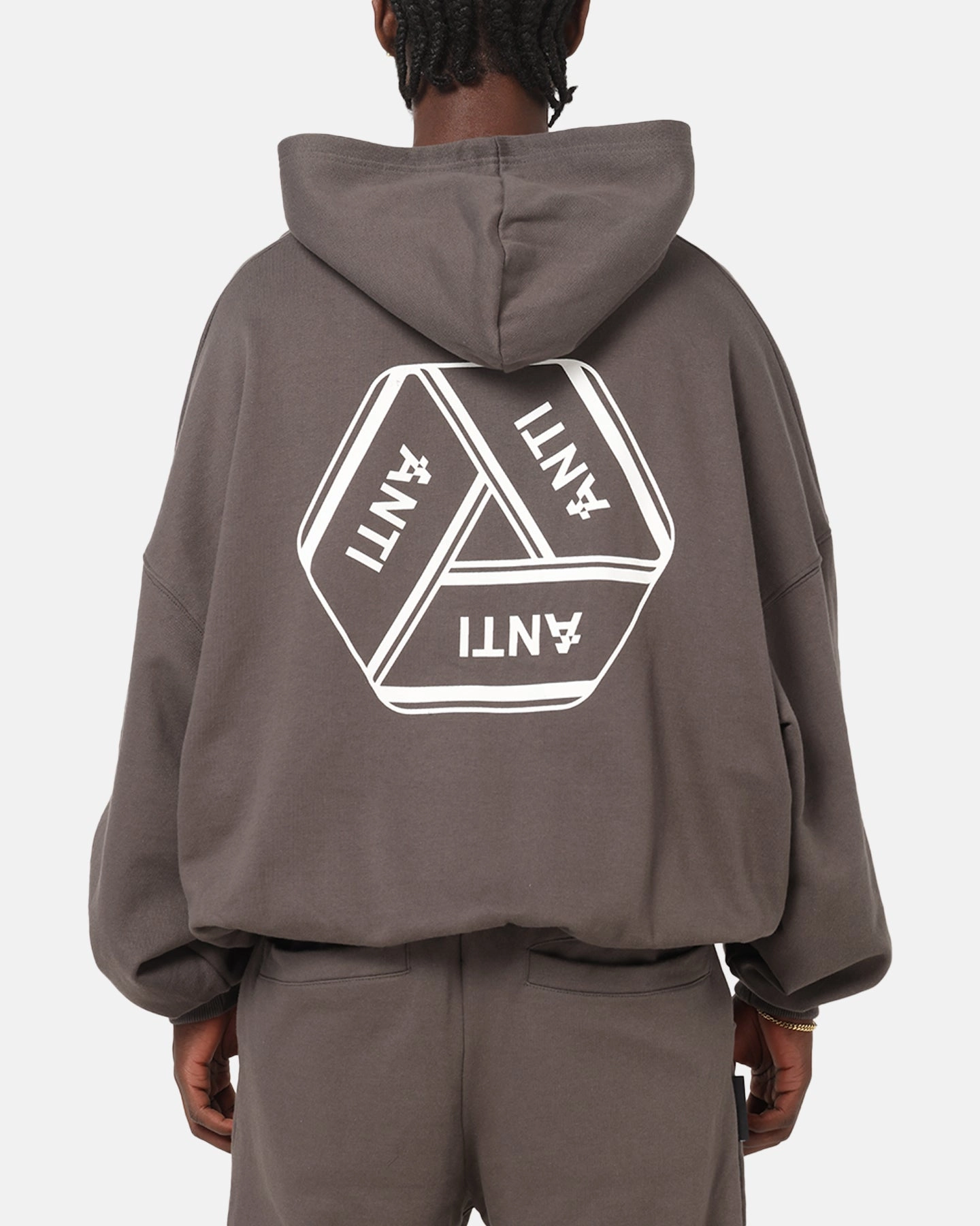 The Anti Order Reverse Logo Hoodie Charcoal Grey Intuitive Flexible Seams