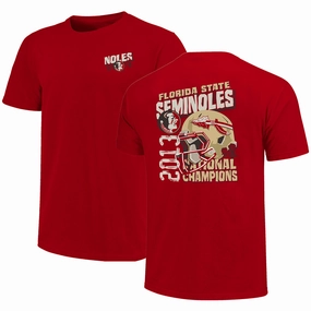 Long Sleeve Image One Adult/Unisex Vault Noles Seminole Logo 2013 National Champions Design Short Sleeve T-shirt - Cardinal