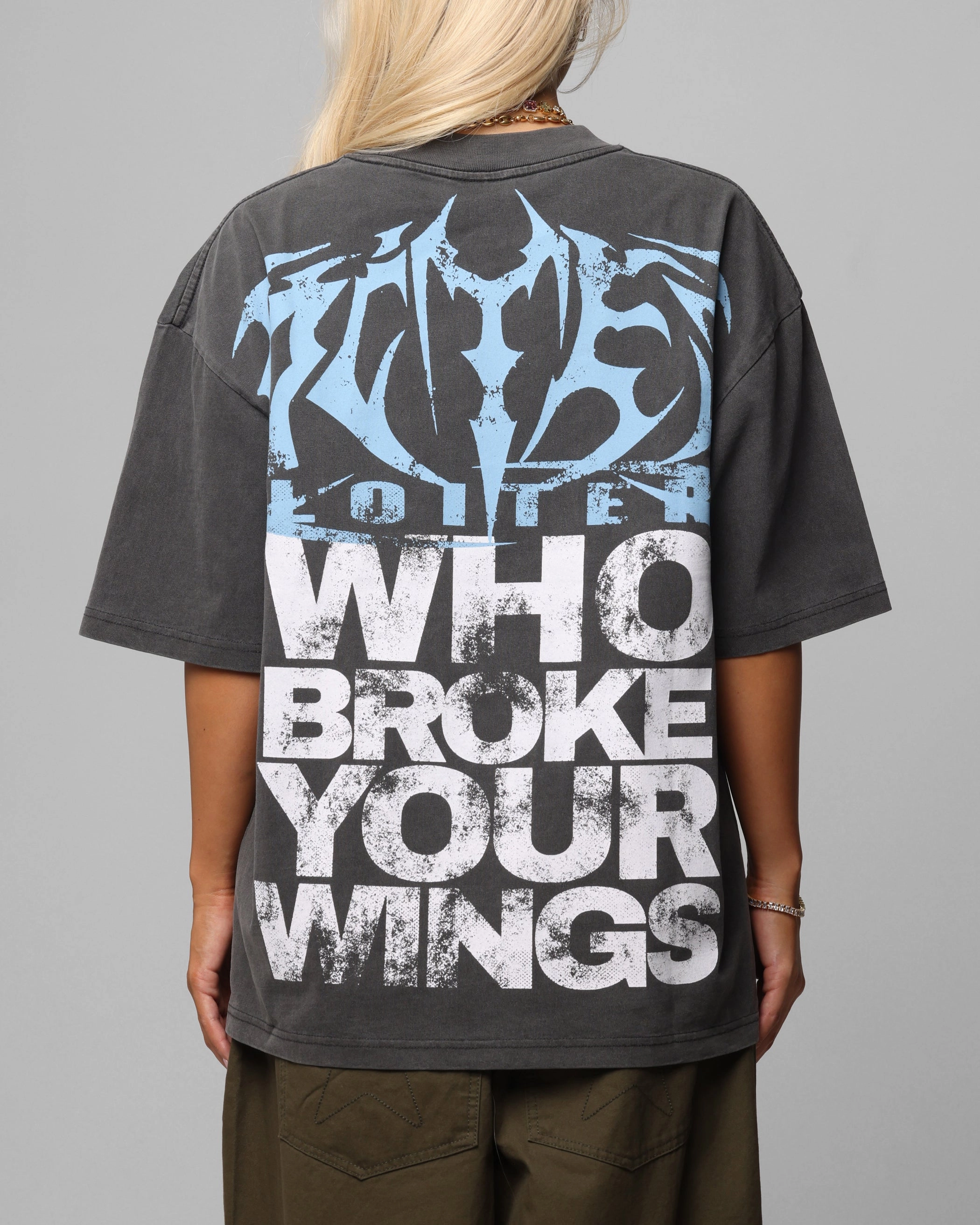 Loiter Angel Number Vintage T-Shirt Charcoal UVProtectionFinish quick dry