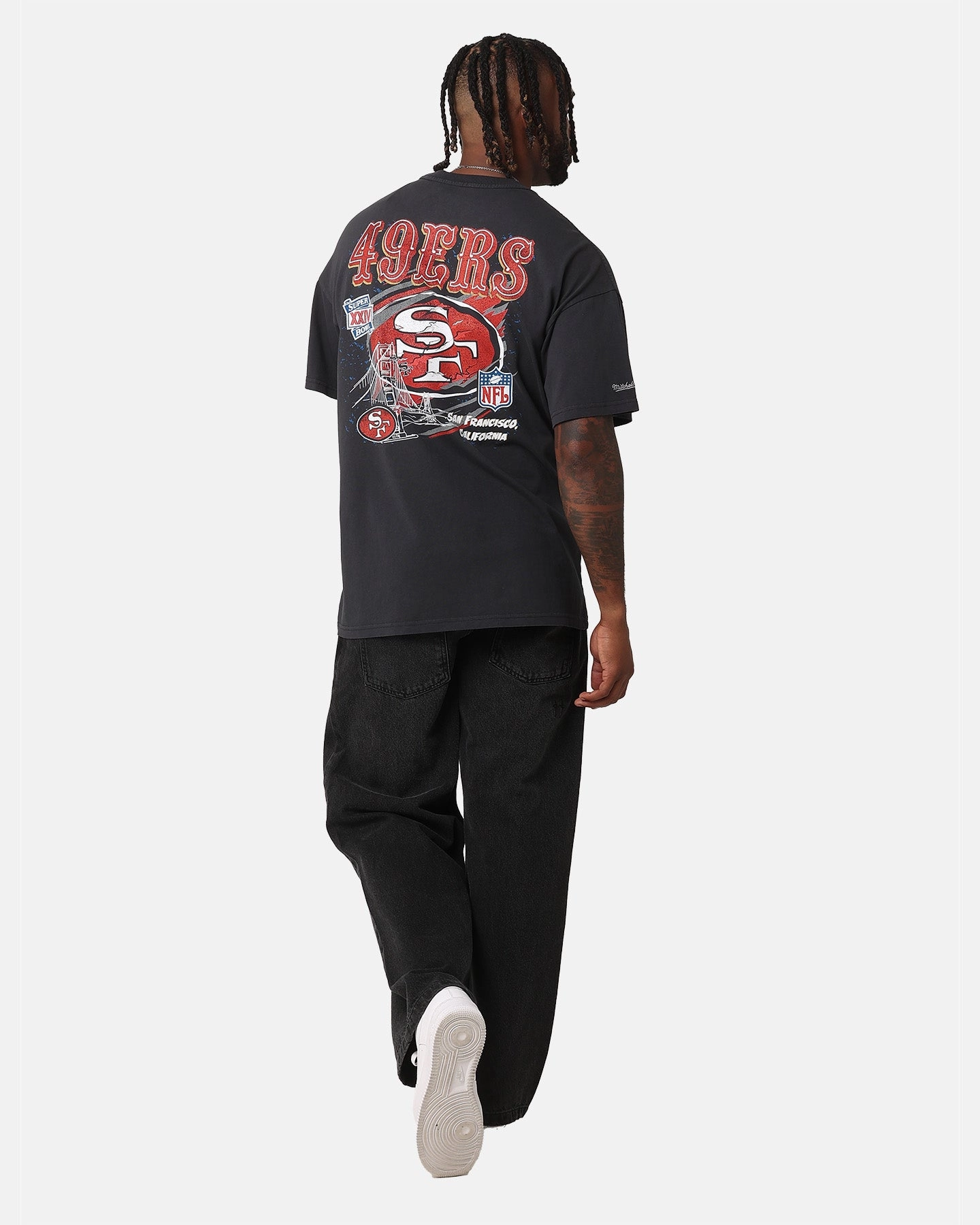 Mitchell & Ness San Francisco 49ers 'Alter Ego' Flames T-Shirt Faded Black Festival wear Sporty Comfort Wear