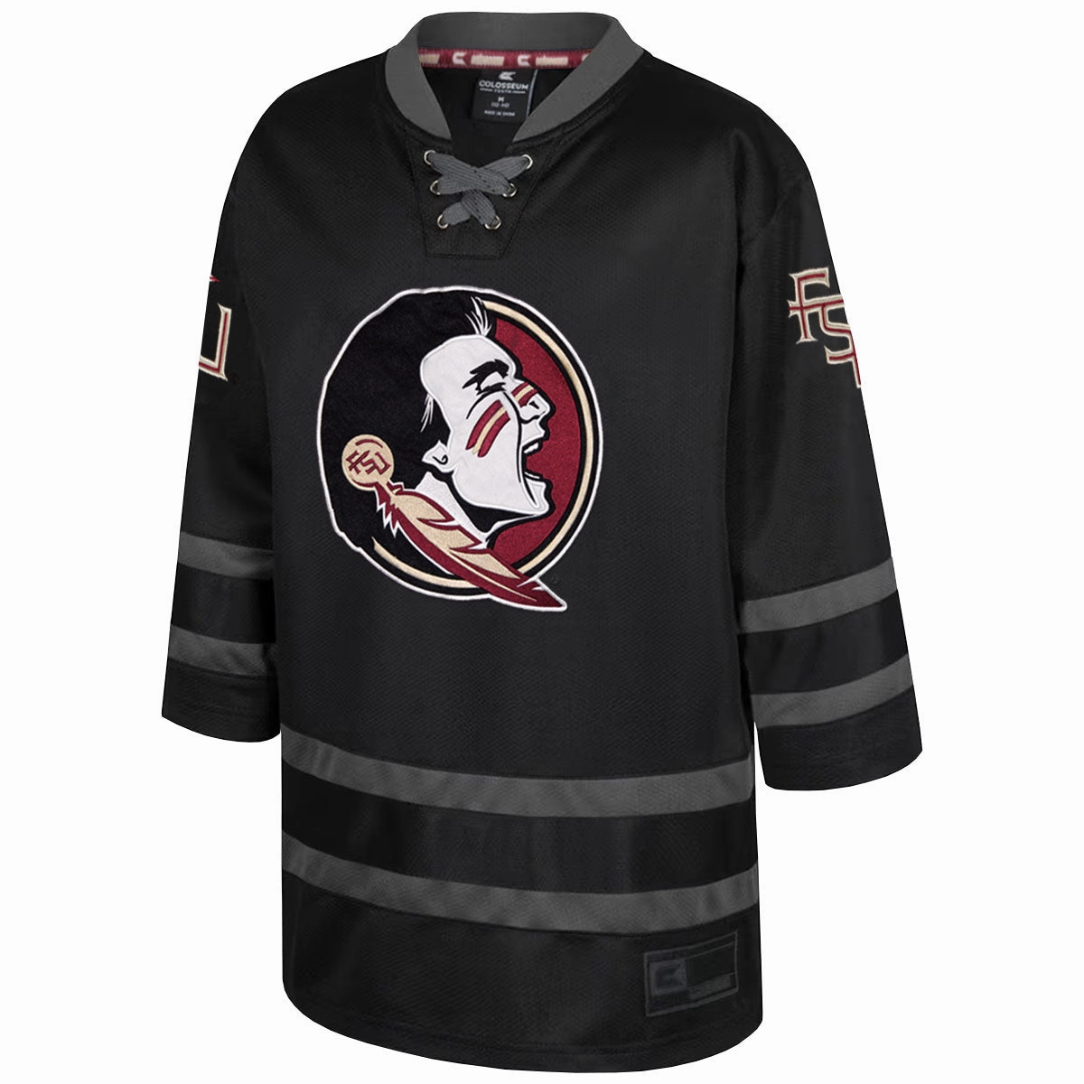 Colosseum Youth Seminole Logo/Stacked FSU Hockey Jersey - Black Streetwear