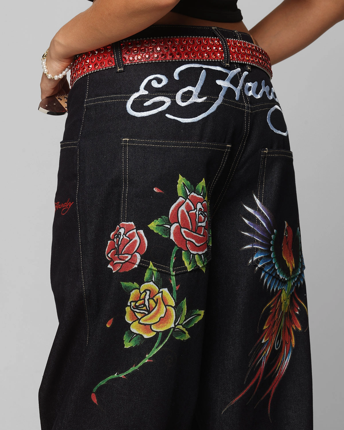 Anti Sagging Technology Non Stretch Denim Ed Hardy Denim Jeans Raw Indigo