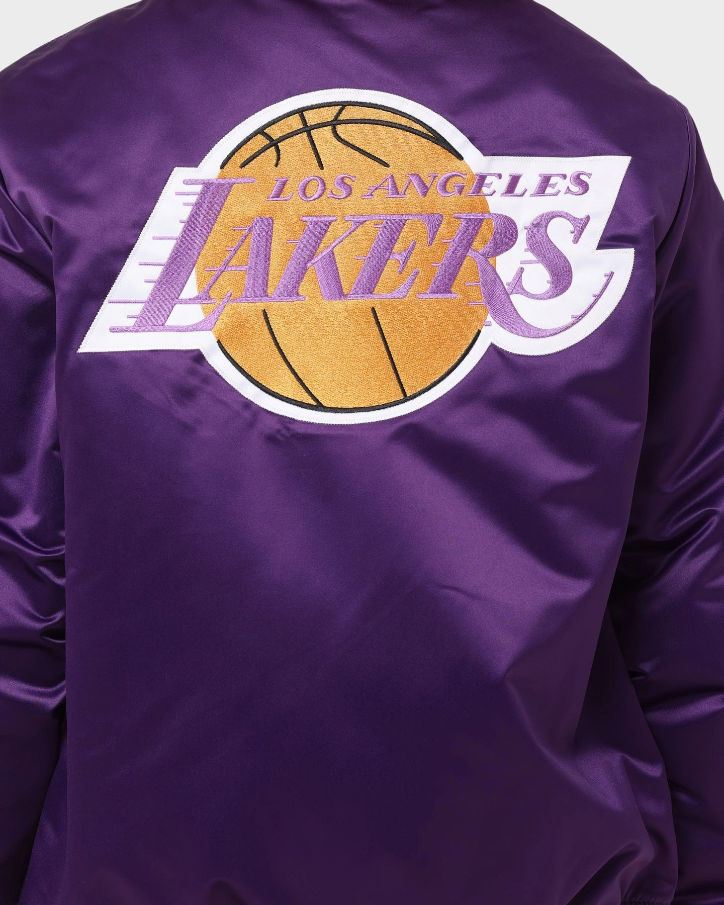 Softshell Fabric Convertible Collar Mitchell & Ness Los Angeles Lakers Heavyweight Satin Jacket Purple