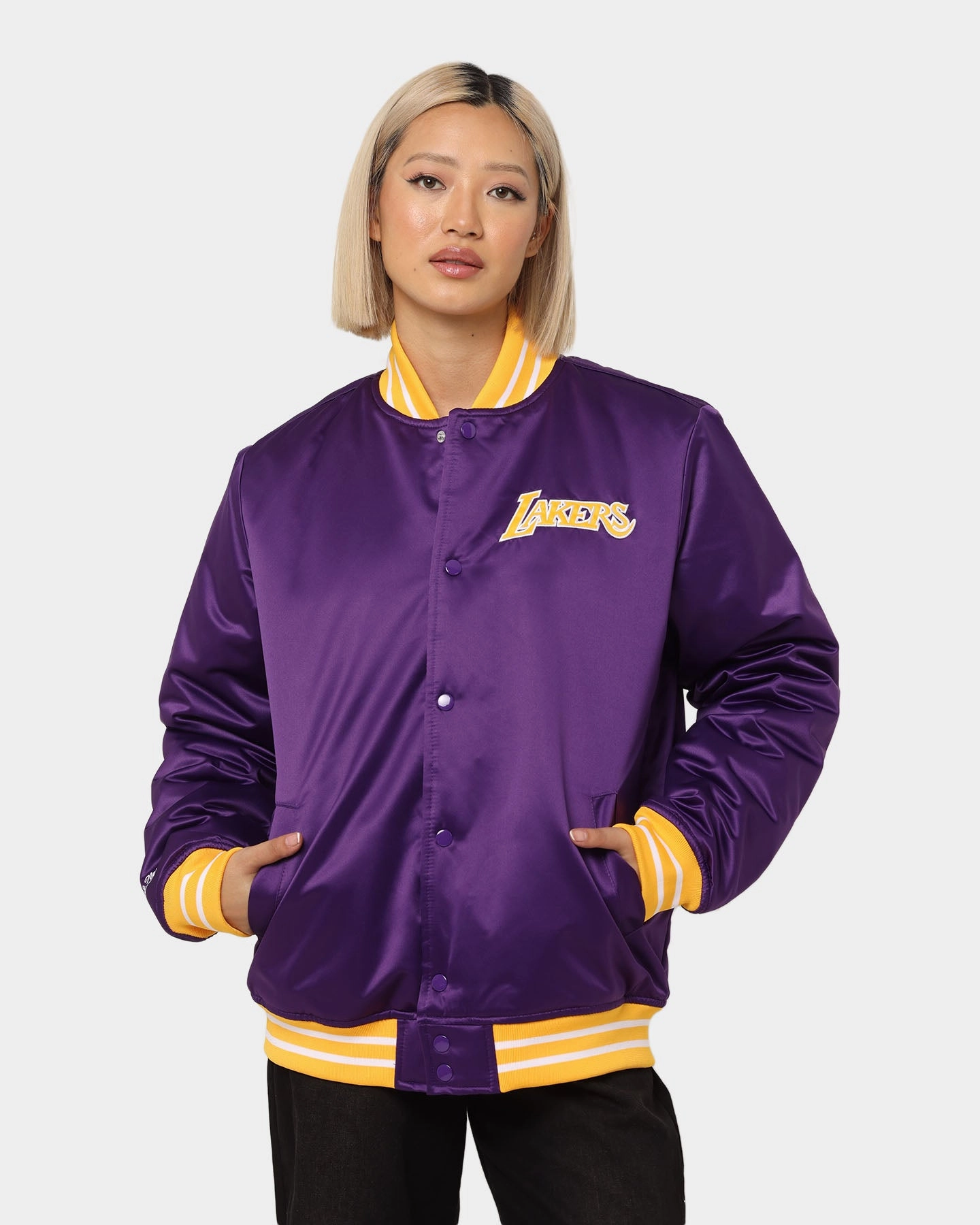 Mitchell & Ness Los Angeles Lakers Heavyweight Satin Jacket Purple Algorithm