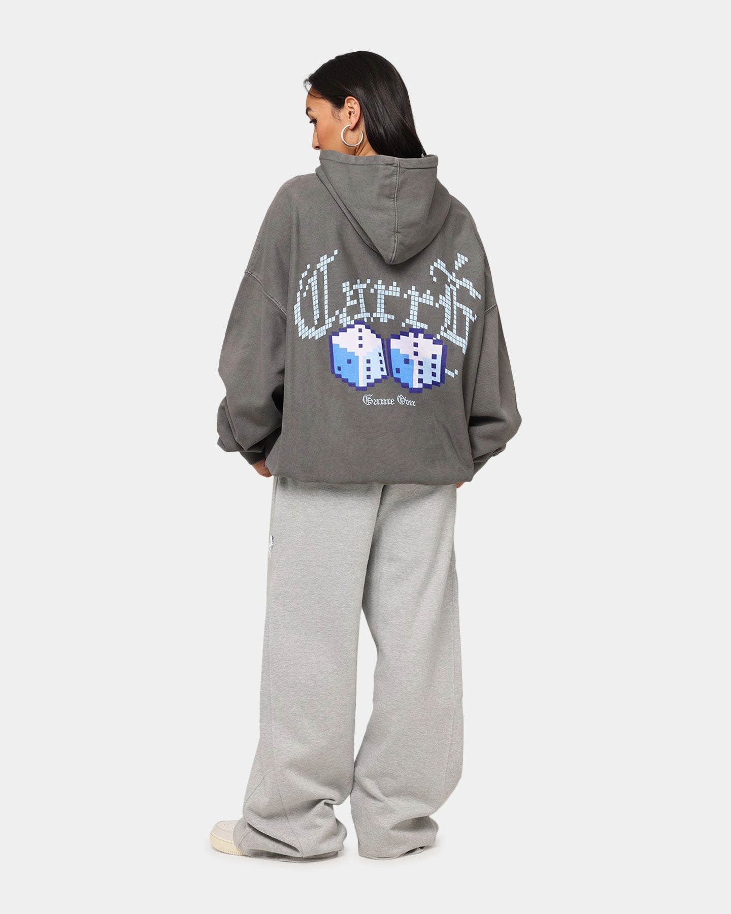 bar Layer Base Carre Game Over Hoodie Washed Charcoal