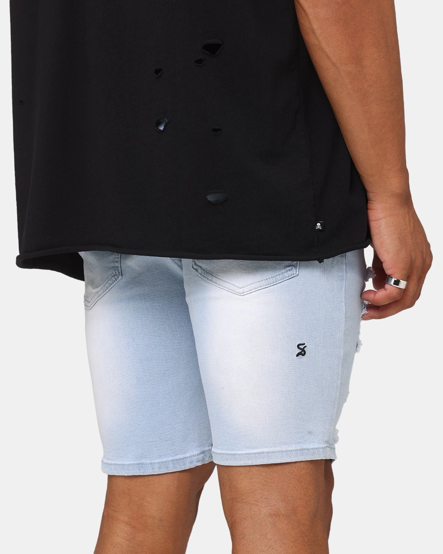 Saint Morta Dynasty Thrash V2 Denim Shorts Pale Blue Playful Prints