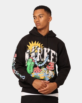 Compact Packability High Collar Fit Market Fantasy Farm Pullover Hoodie Black