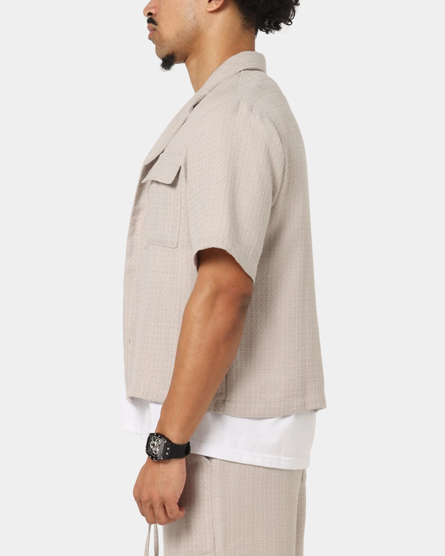 Loose style Anti Odor Treatment XXIII Textured Button Up Shirt Stone