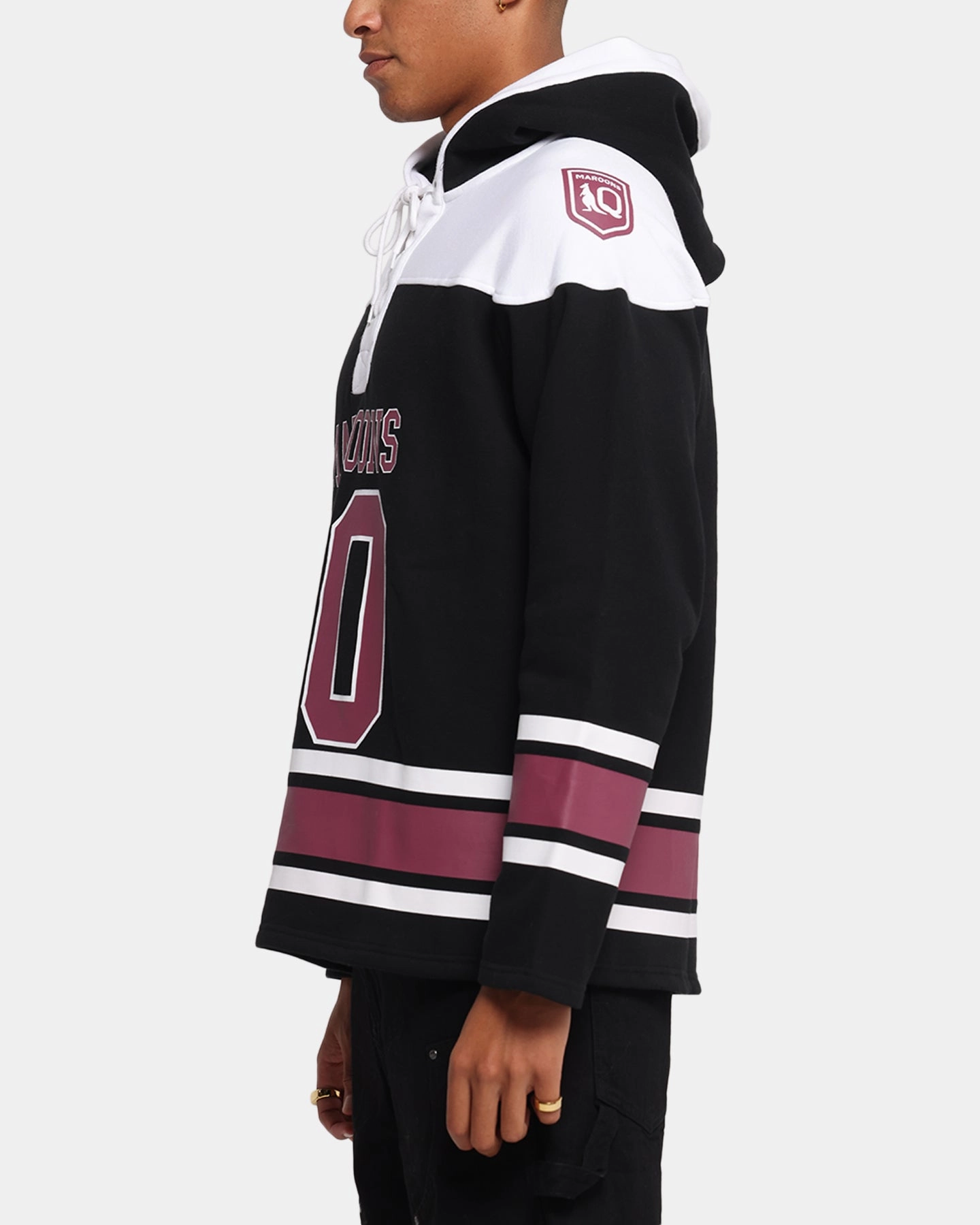 Queensland Rugby League Queensland Maroons Panel Hoodie Black Tension Balanced Activewear Design
