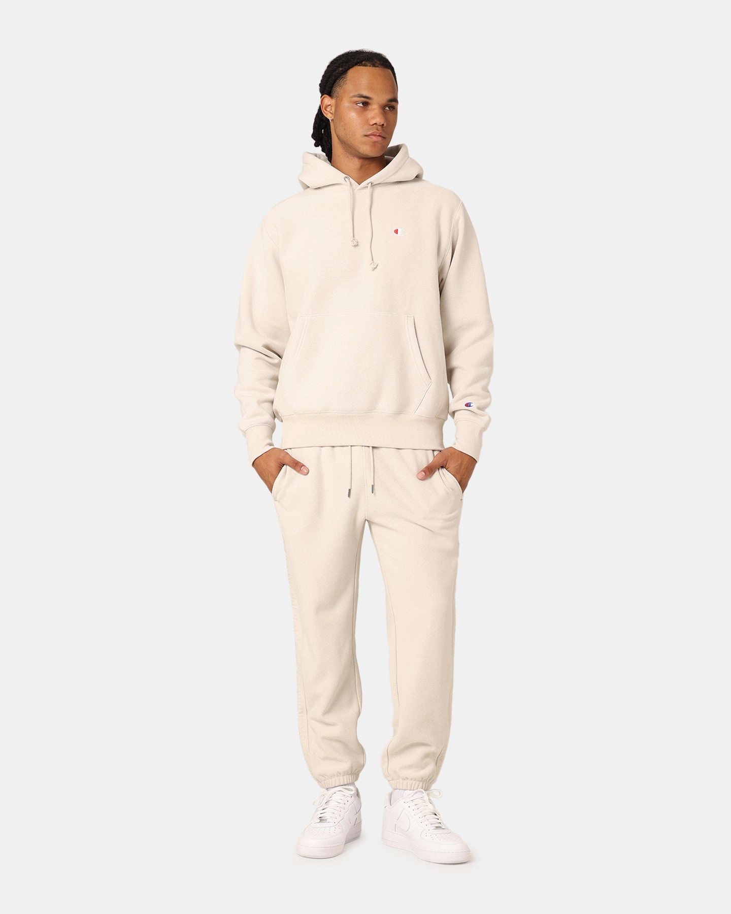 Champion Reverse Weave Small C Hoodie Stone Thermal Regulating