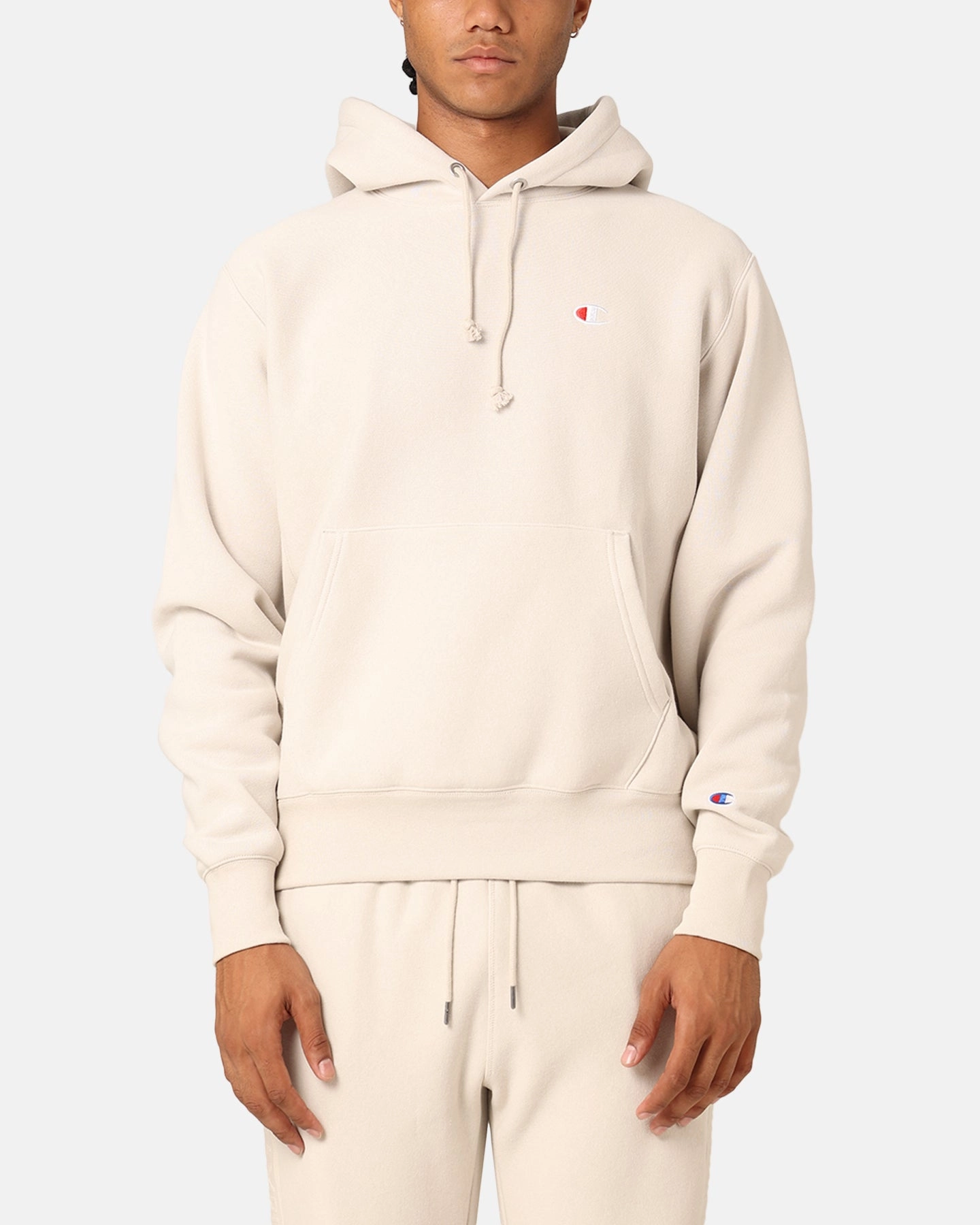Champion Reverse Weave Small C Hoodie Stone Body Mapped Vent Zones