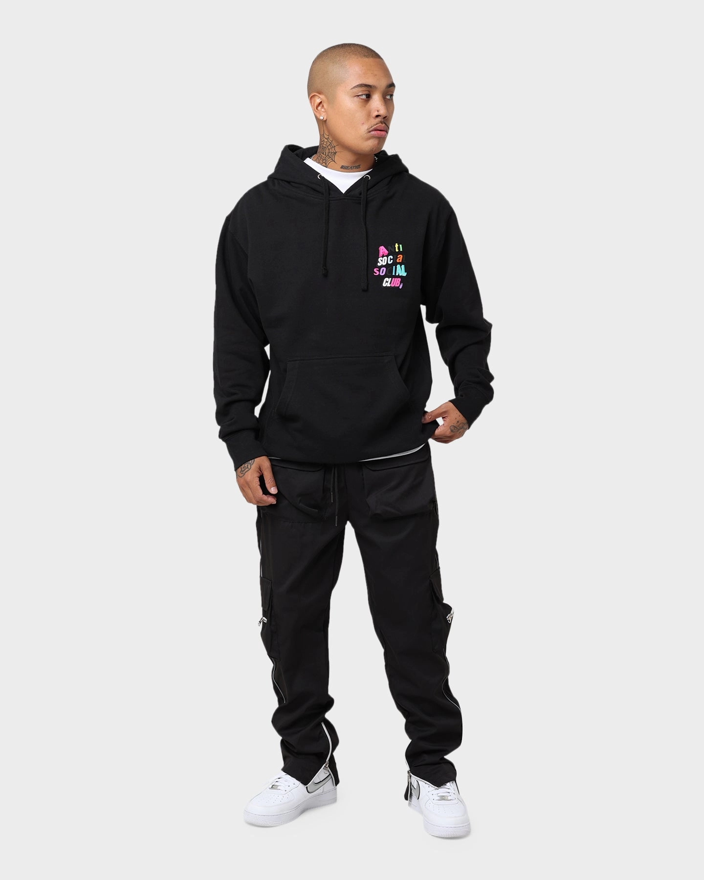 Compact Packable Softshell Fabric Technology Anti Social Social Club The Real Me Hoodie Black