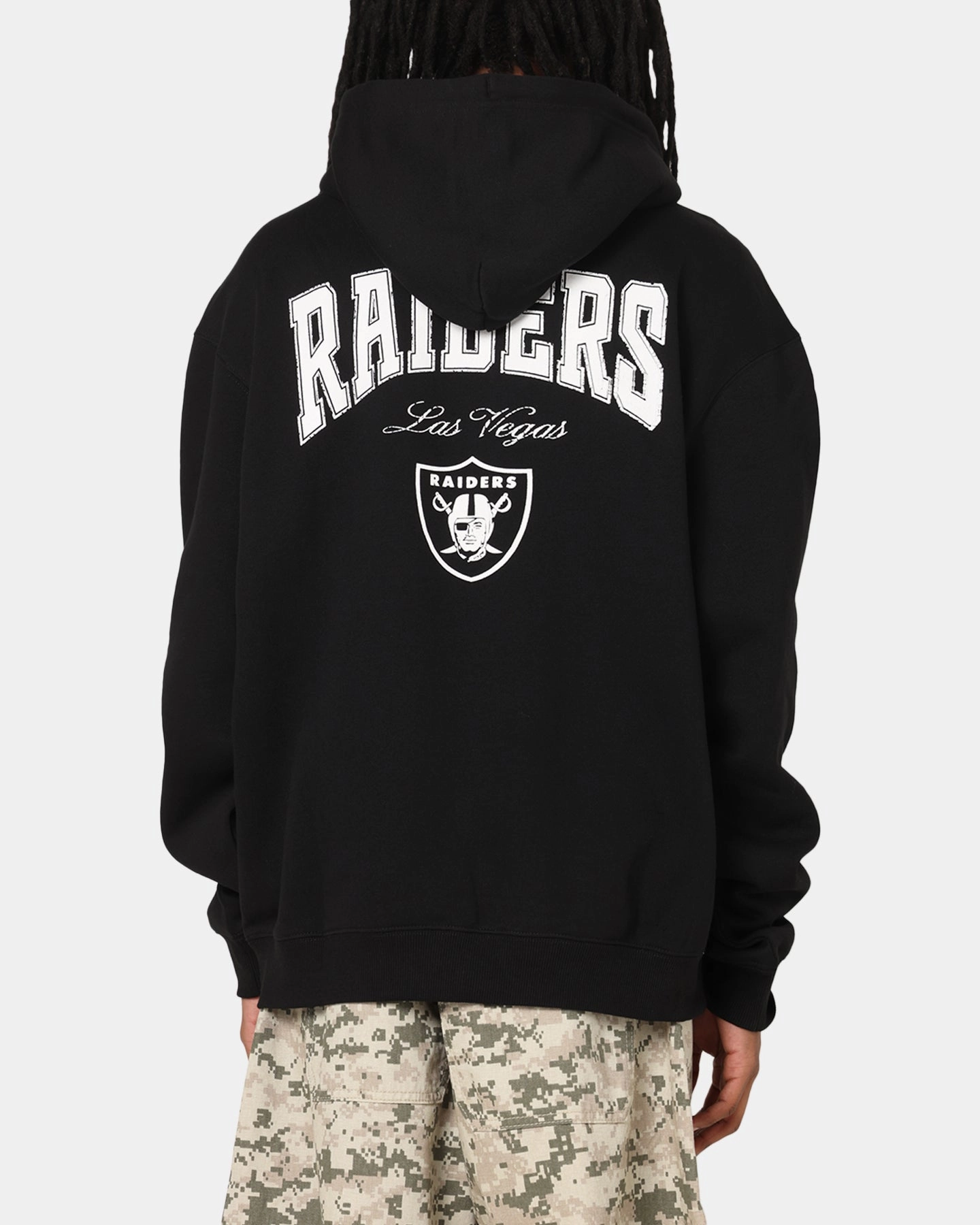 post war reconstruction Contrast Binding Majestic Athletic Las Vegas Raiders Champs Serial Mono Hoodie Black