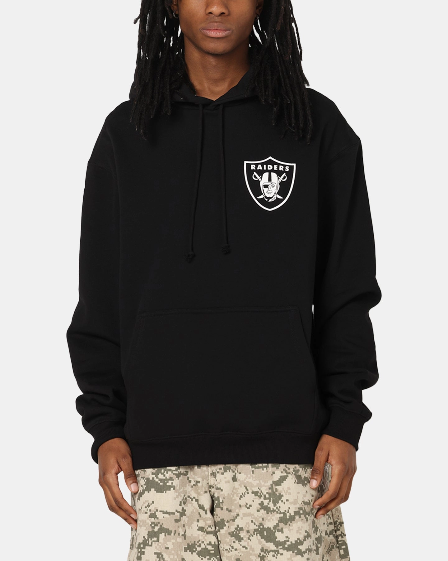 Majestic Athletic Las Vegas Raiders Champs Serial Mono Hoodie Black Adaptive Fit
