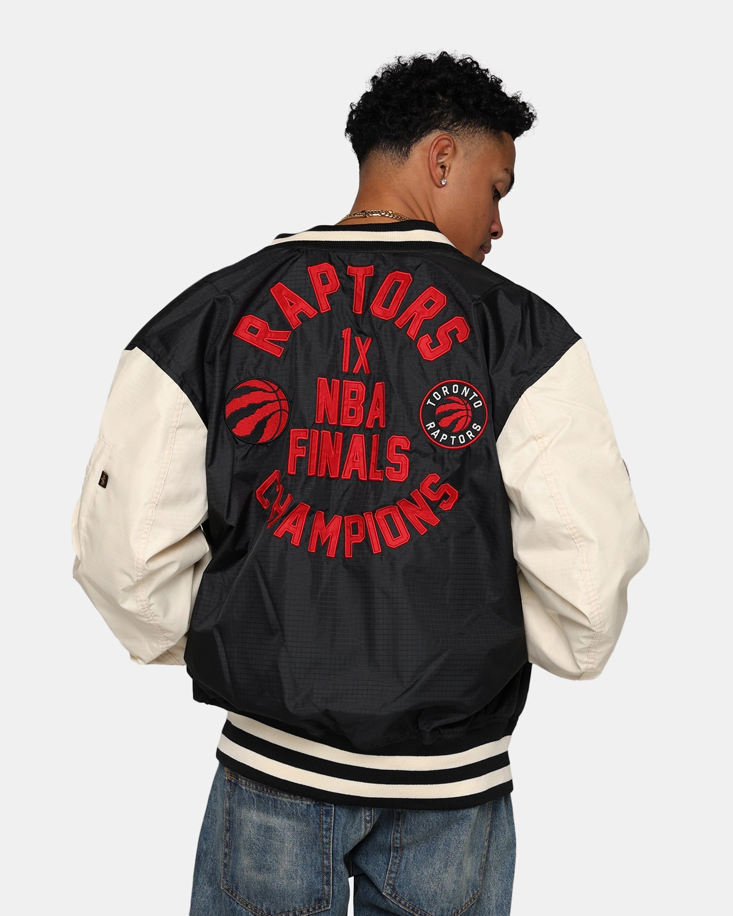 New Era X Alpha Industries Toronto Raptors L-2B Bomber Jacket Black Strategy