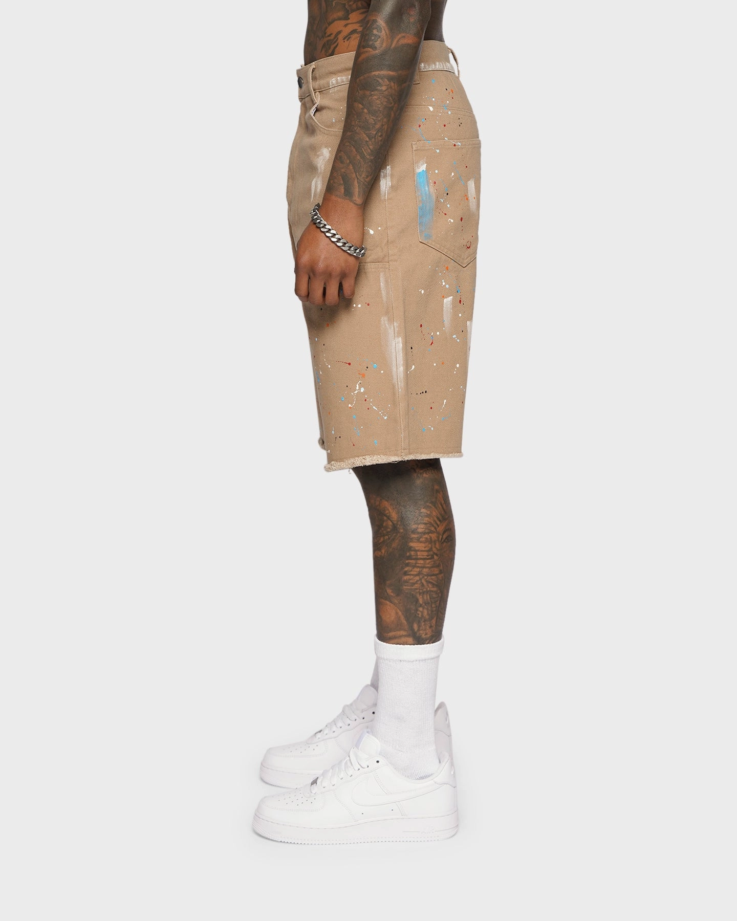 XXIII Cent Splatter Effect Shorts Beige finance industry