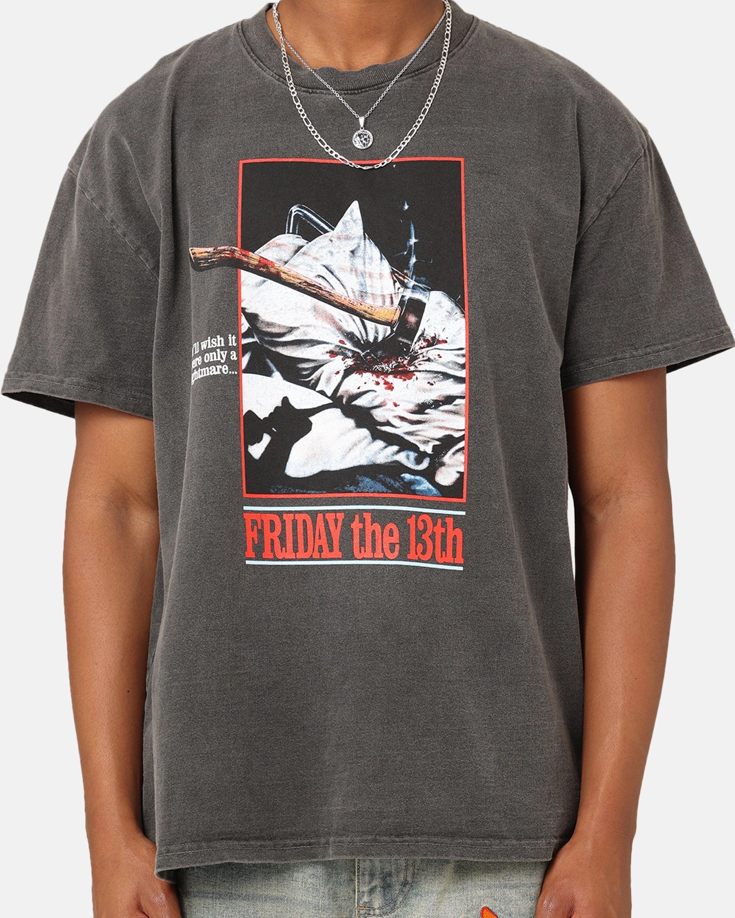 American Thrift X Friday The 13th Vintage T-Shirt Black Wash High Density Cotton