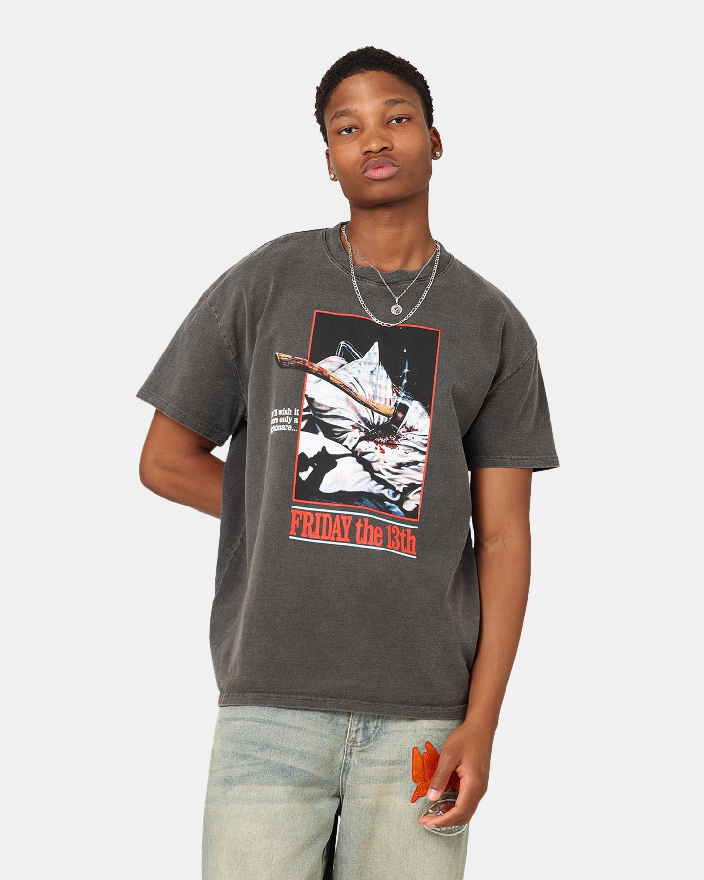Classic Comfort American Thrift X Friday The 13th Vintage T-Shirt Black Wash