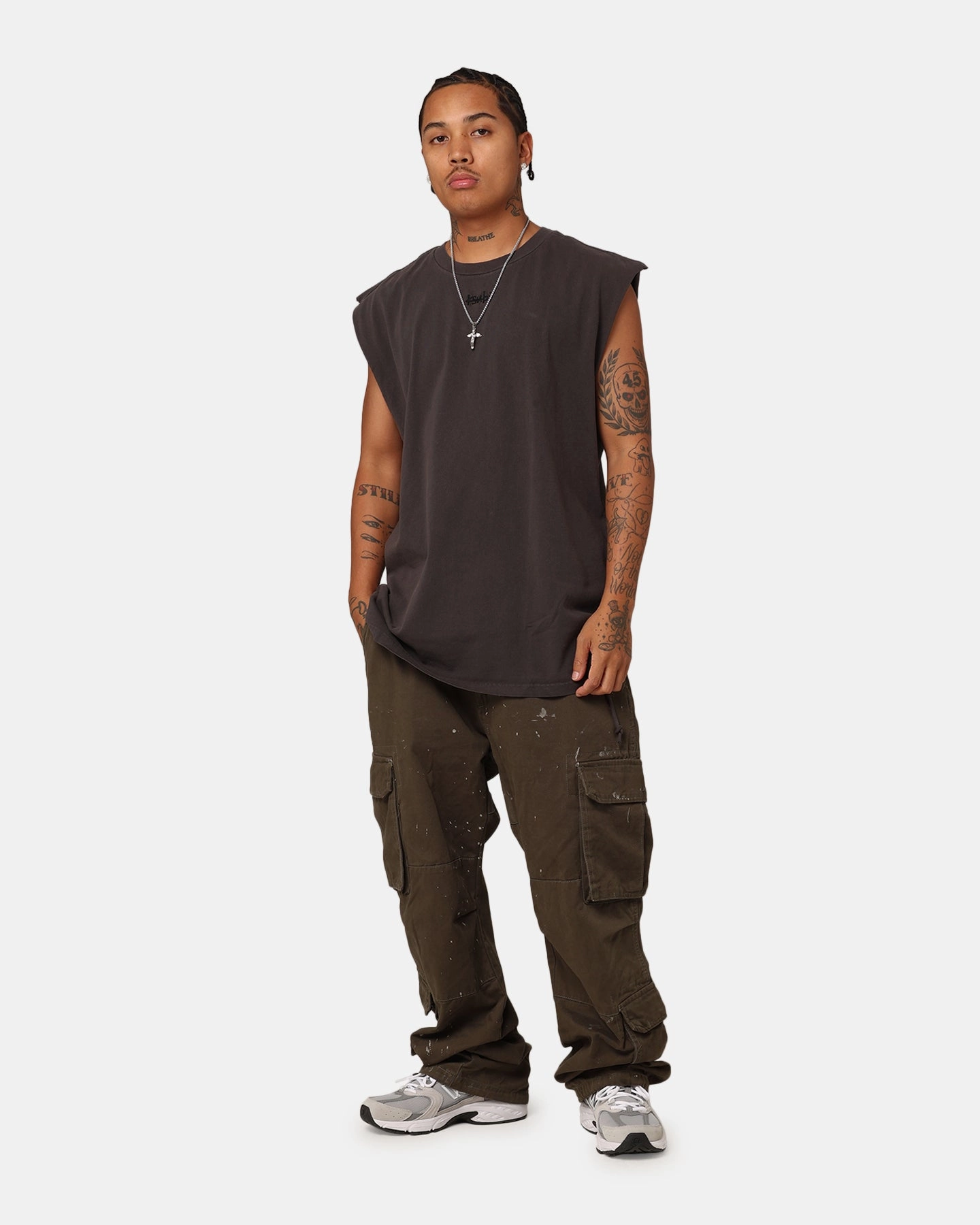 Ksubi Slash Biggie Muscle T-Shirt Faded Black Soft and breathable Printed Logo