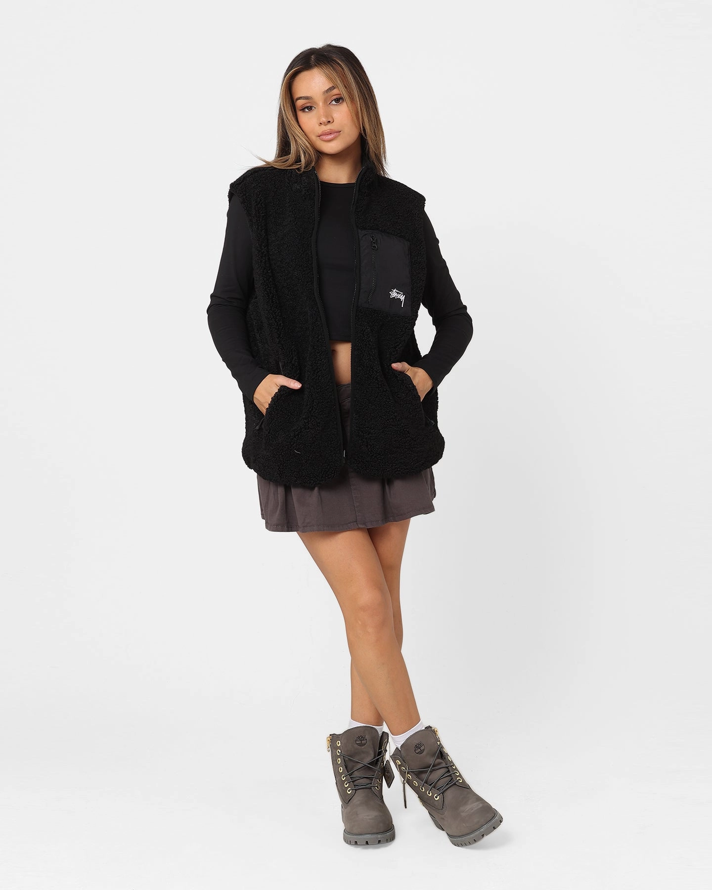 Stussy Reversible Stock Sherpa Jacket Black Smart Layer