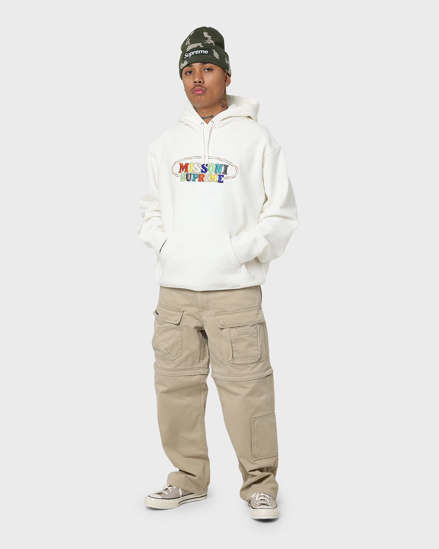 Supreme X Missoni Hooded Sweatshirt White Compassion