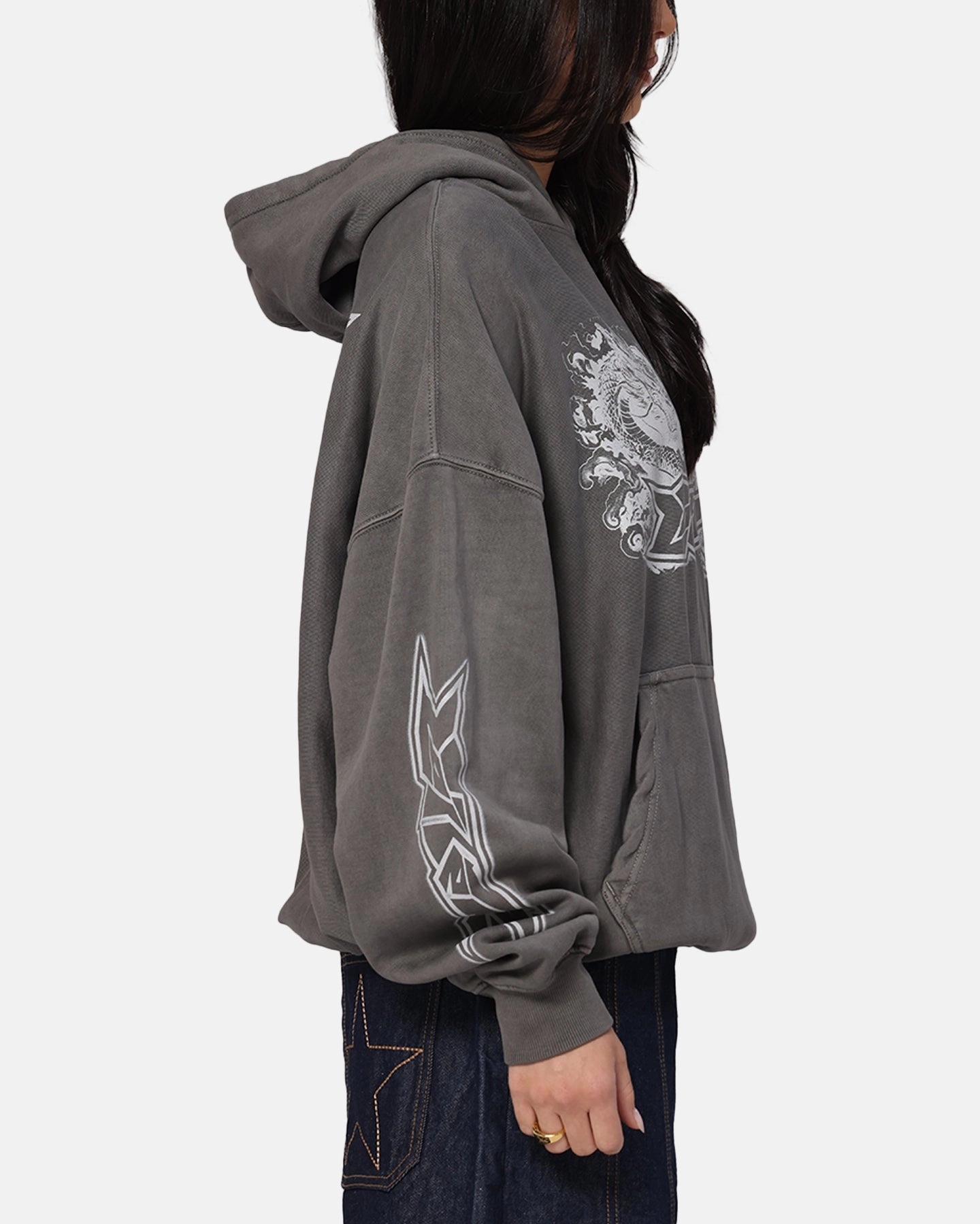 Loiter Draco Born Hoodie Washed Charcoal Office Look