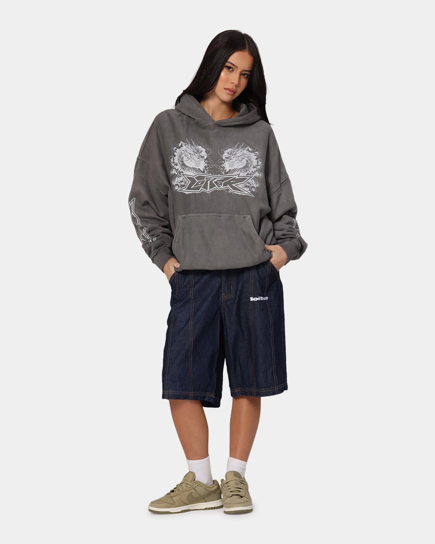ElasticWaistband Software Loiter Draco Born Hoodie Washed Charcoal