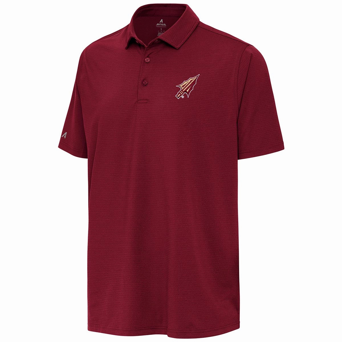 Day-To-Night Wear Antigua Men's Arrowhead Logo Dashing Line Pattern Polo - Garnet
