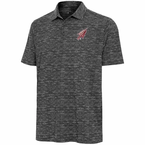 Antigua Men's Arrowhead Logo Watercolor Striped Performance Polo - Black Heather Breathable Layer Vintage Style