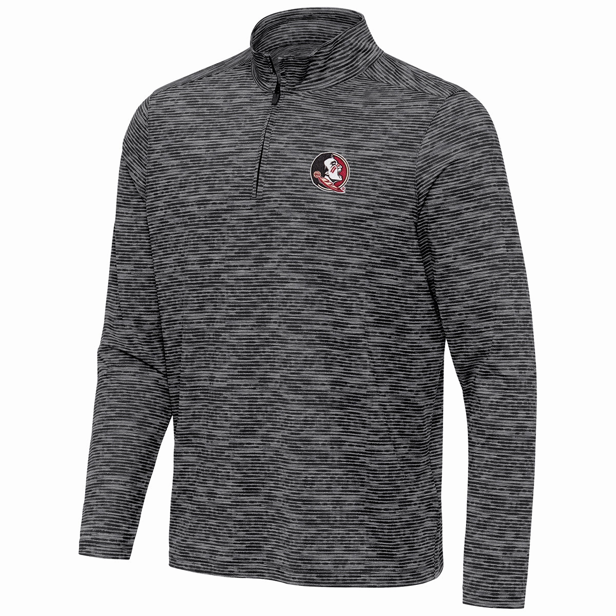 Antigua Men's Seminole Logo Sublimated Watercolor 1/4 Zip - Black Softshell Fabric
