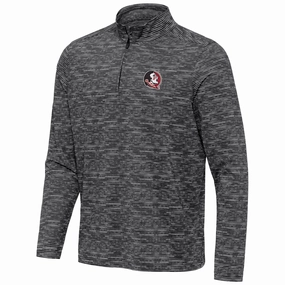 Antigua Men's Seminole Logo Sublimated Watercolor 1/4 Zip - Black Softshell Fabric