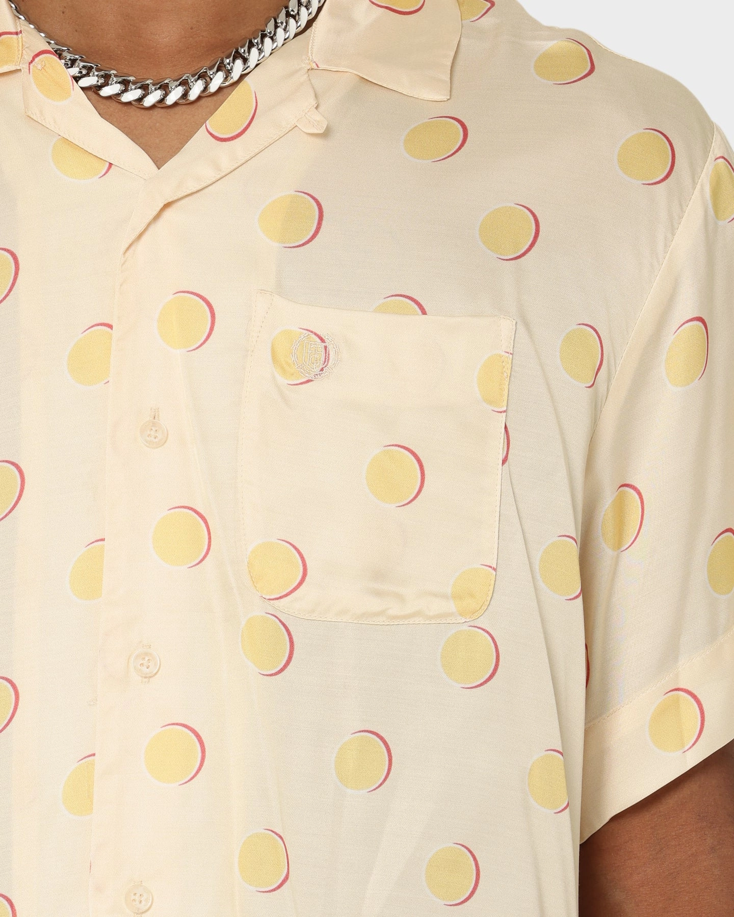 Low Maintenance Local Favorite Honor The Gift Century Camp Button Up Shirt Cream Polkadot