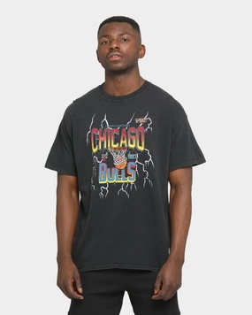 Mitchell & Ness Chicago Bulls Vintage Lightning Short Sleeve T-Shirt Black Wash Quick Wear OdorResistantTechnology