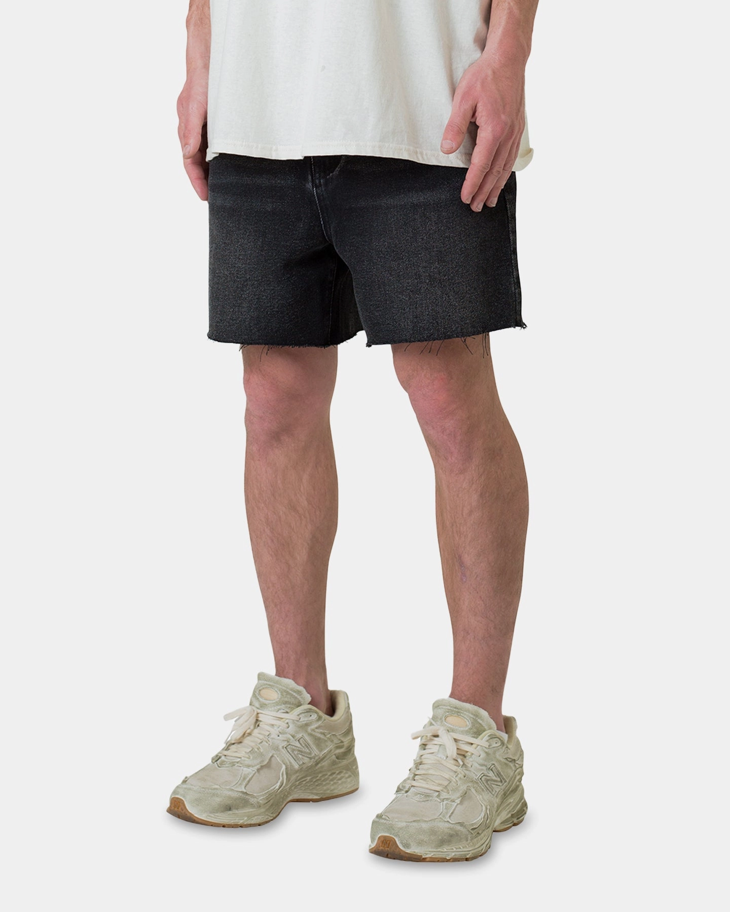 Ultra Lightweight Build SoftInnerLining MNML Cut Off Denim Shorts Black