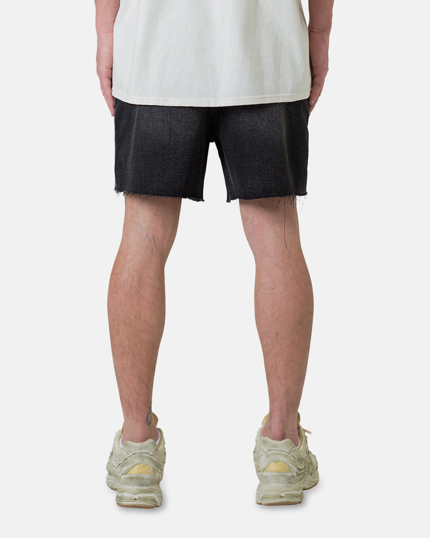 Double Layered Construction compression support MNML Cut Off Denim Shorts Black