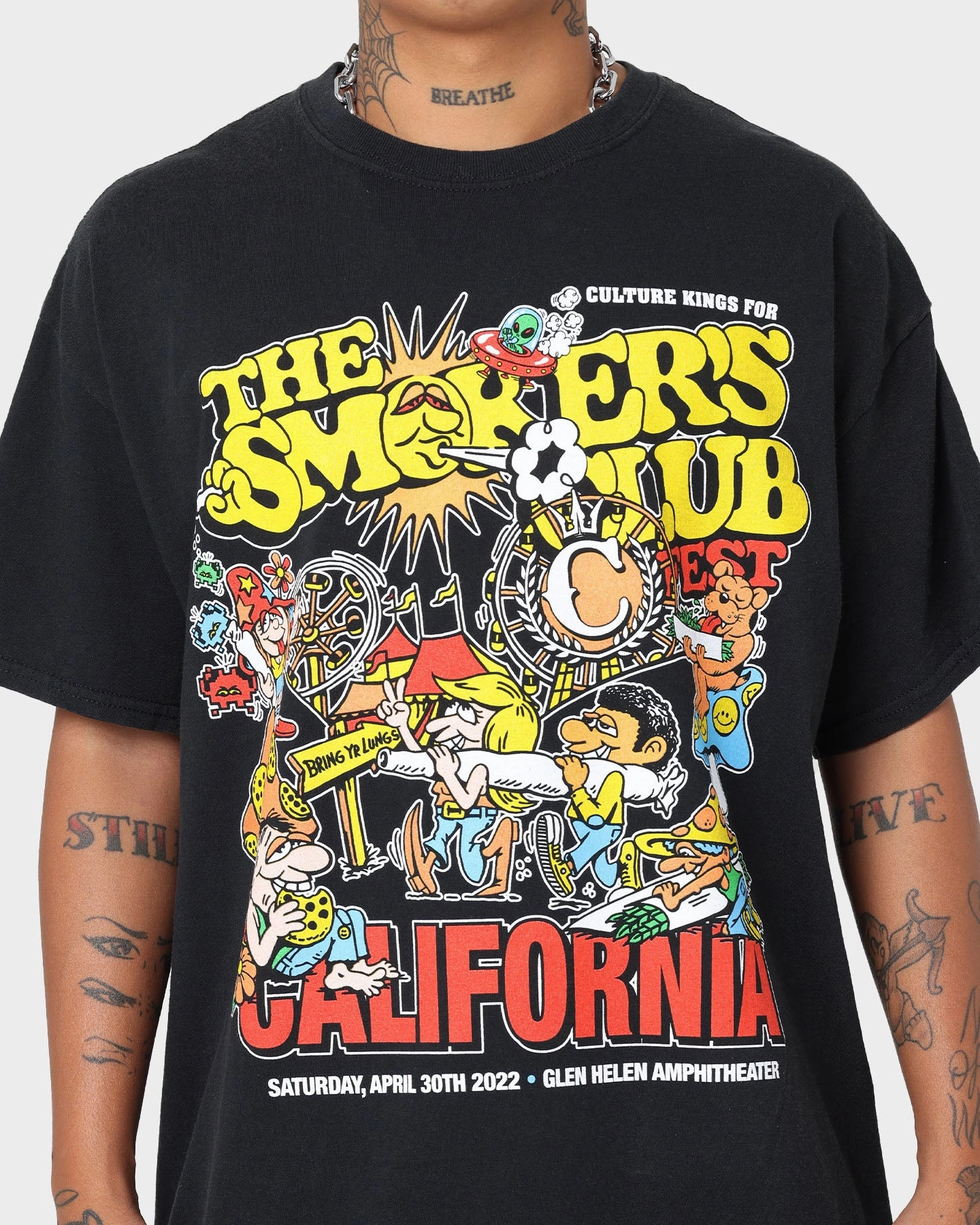 Smokers Club Smokers Club X Culture Kings Line Up Vintage T-Shirt Black Wash Modern Trend Look
