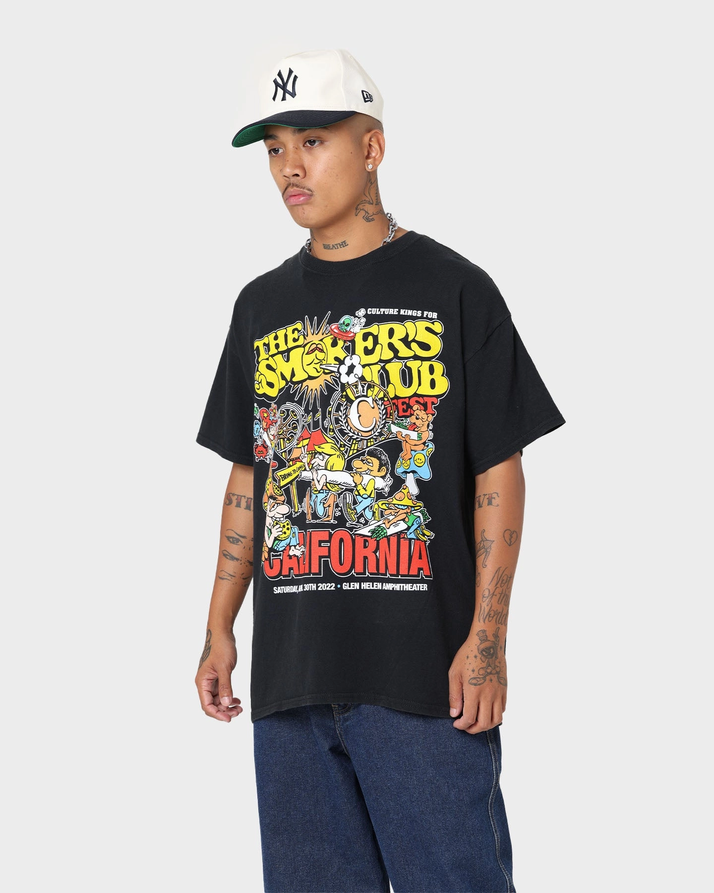 Smokers Club Smokers Club X Culture Kings Line Up Vintage T-Shirt Black Wash Airflow Ventilation System Seam Free Back