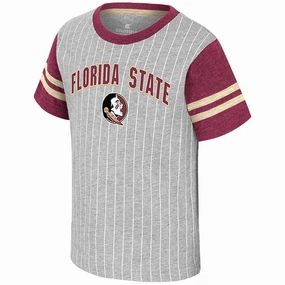 Trendy Look Minimalistic Wear Colosseum Toddler Florida State/Seminole Logo Short Sleeve Baseball T-shirt - Heathered Grey
