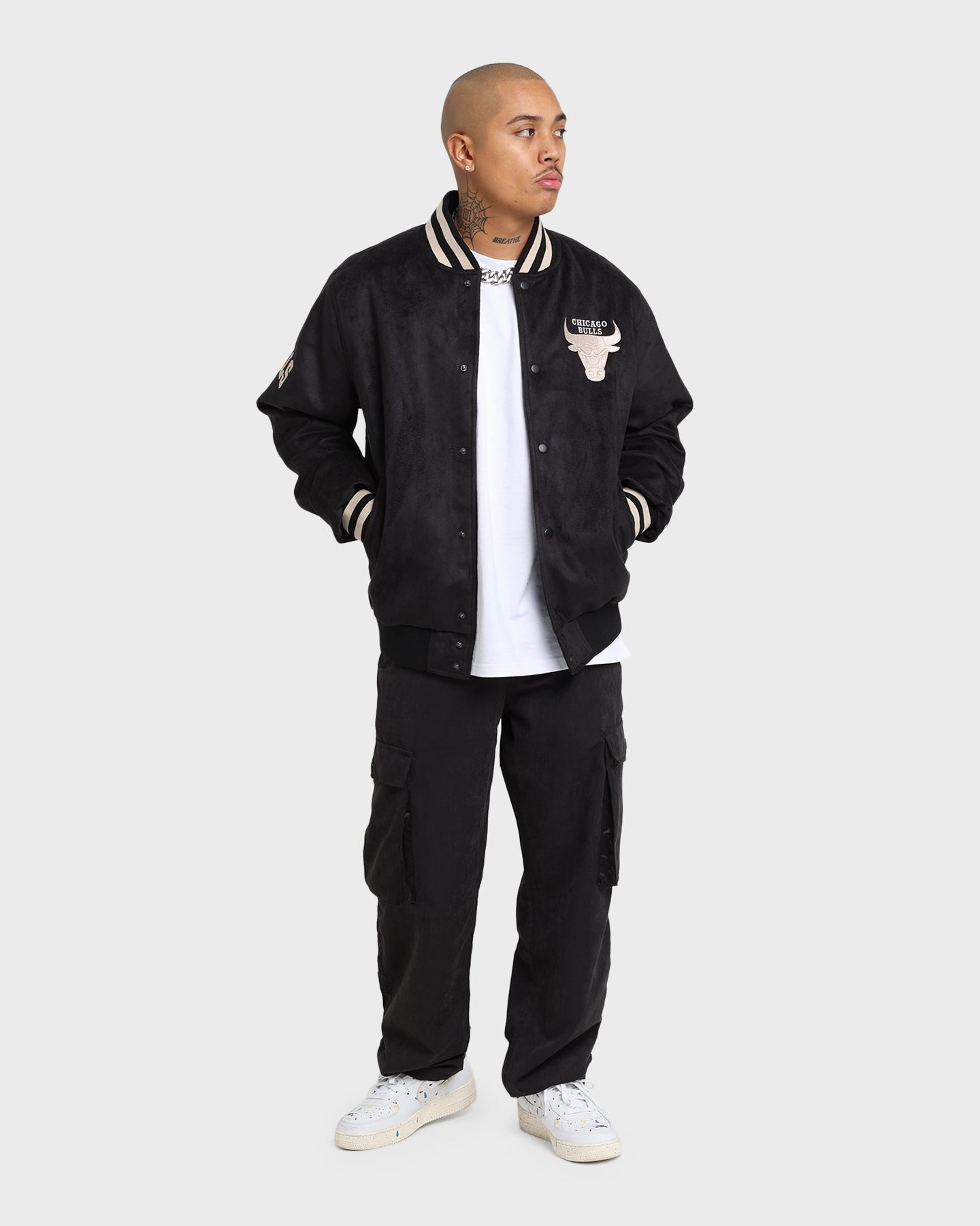 Cool Climate New Era Chicago Bulls Suede Jacket Black