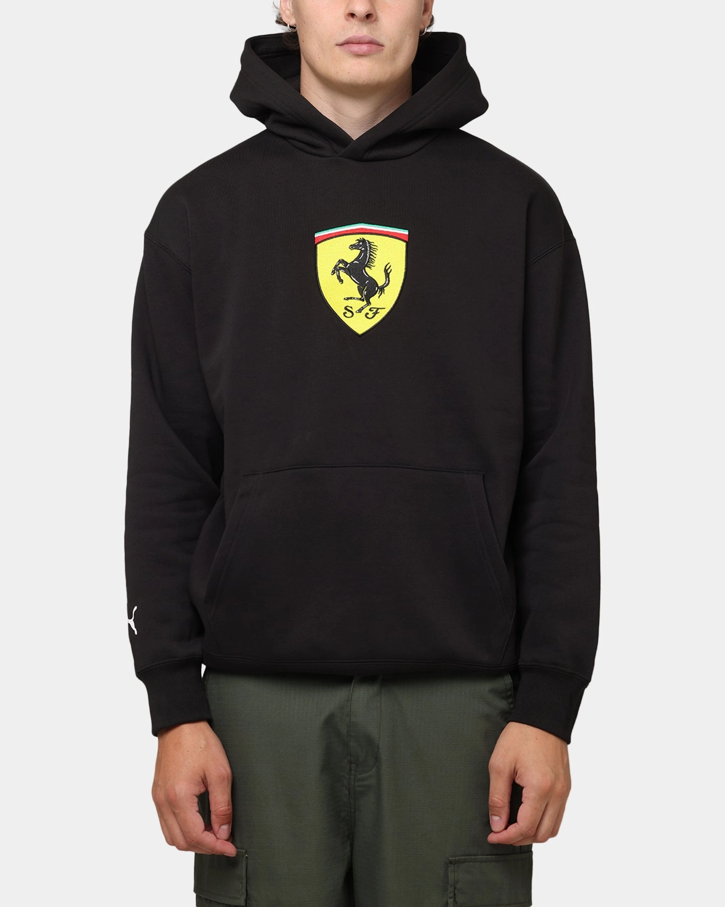 Flexible Hood suitable for beach vacations Puma X Scuderia Ferrari Race Big Shield Hoodie Puma Black