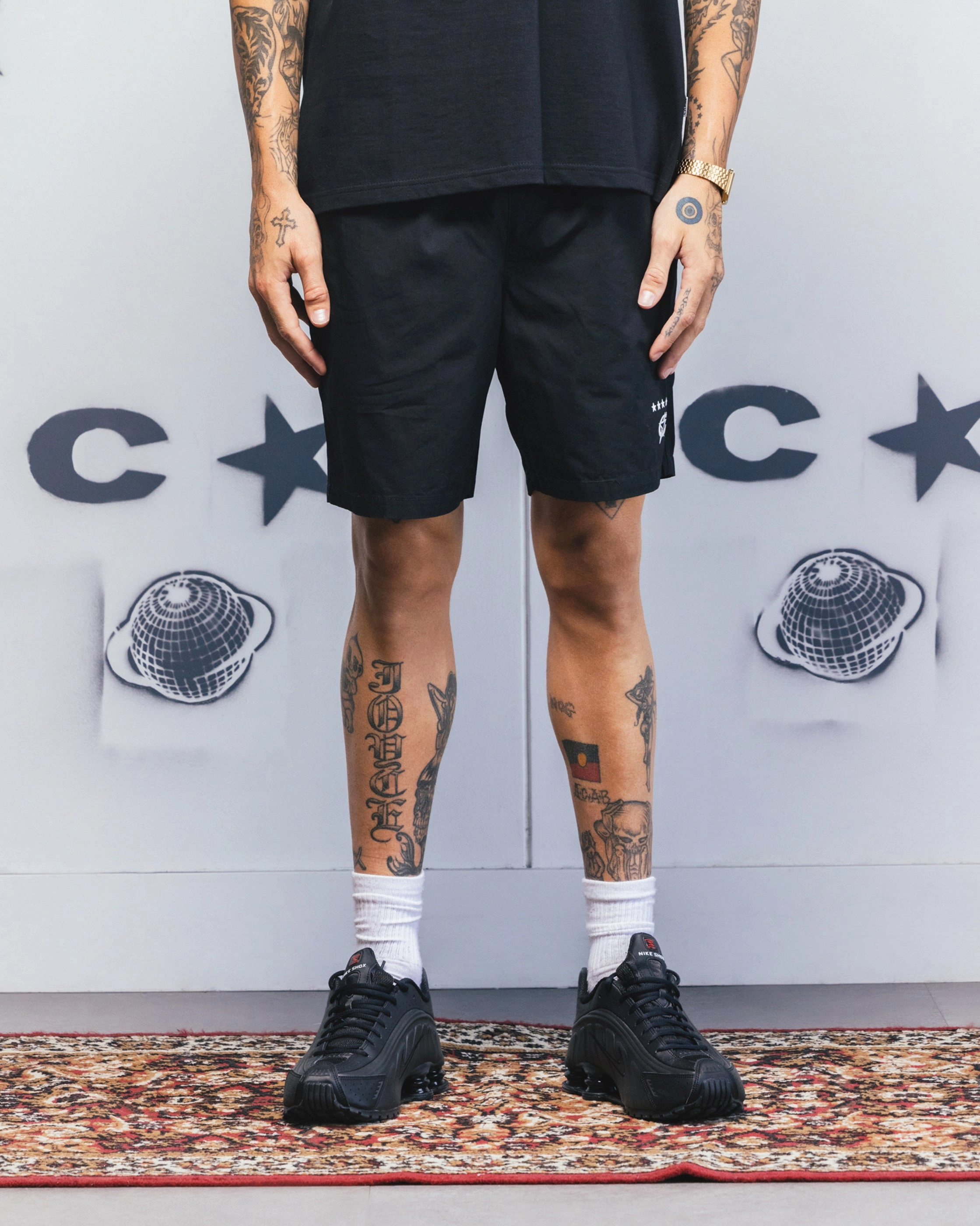 Carre C-Star Beach Shorts Black Playful Look Eco Certified Dye