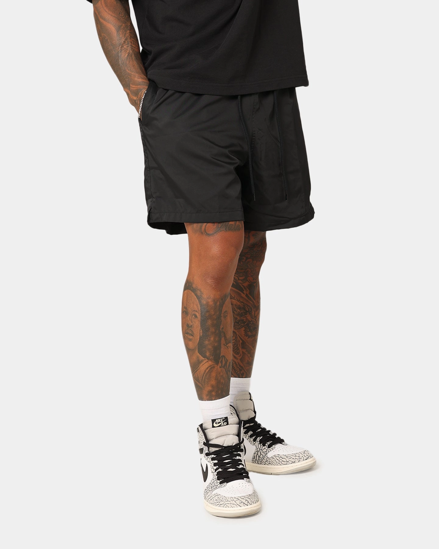 snap closure Abrasion Resistant Material Nike Club Flow Shorts Black/White