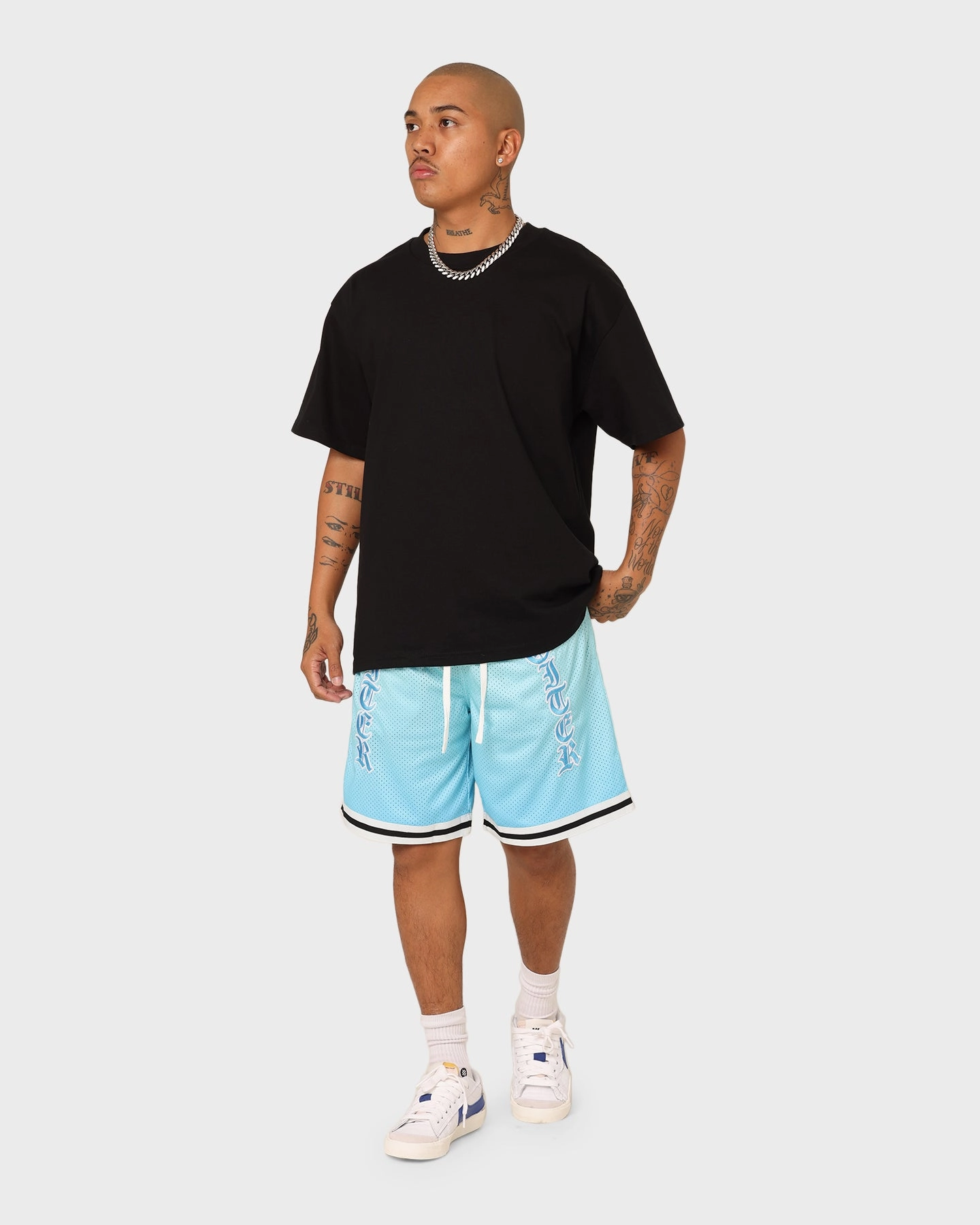 Loiter Script Ball Shorts Blue Lace trim Anti Pilling Fabric