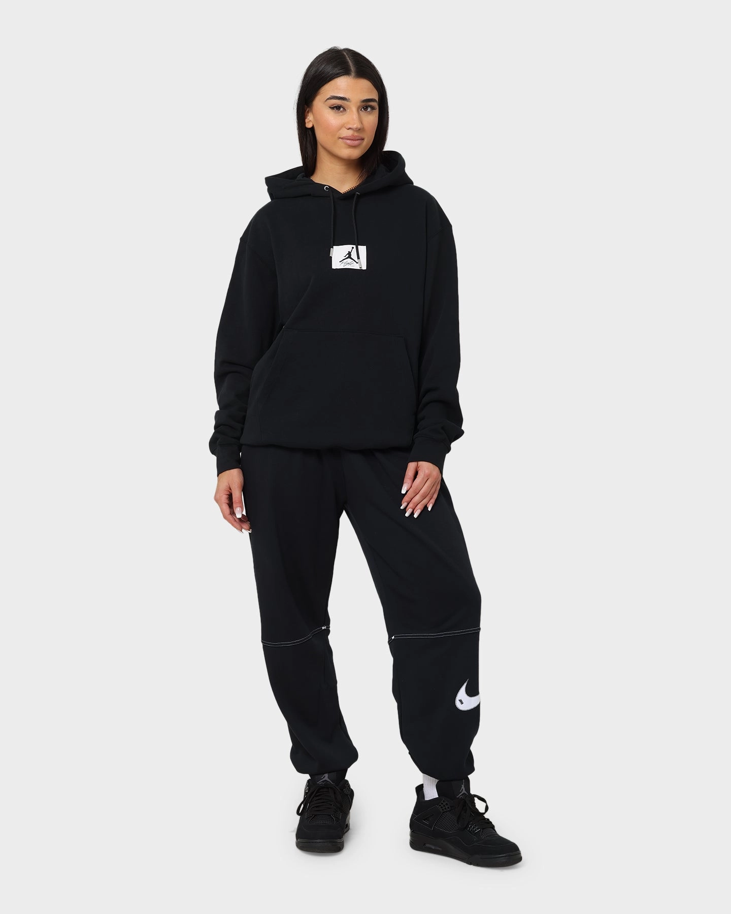 Jordan Essentials Statement Fleece Hoodie Black Relaxed Cut