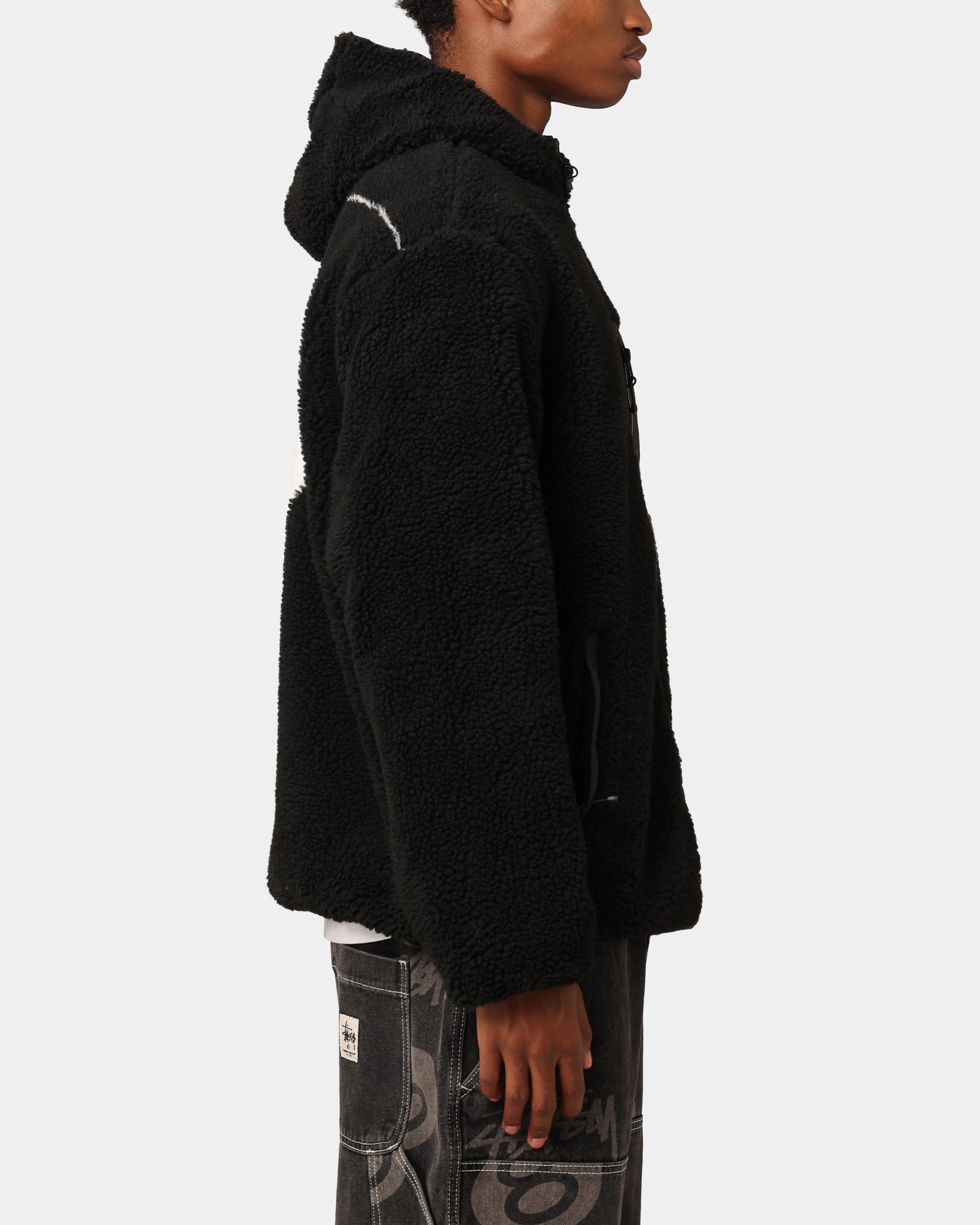 Reinforced Shoulder Panels Viewpoint St??ssy 8 Ball Sherpa Reversible Hoodie Black